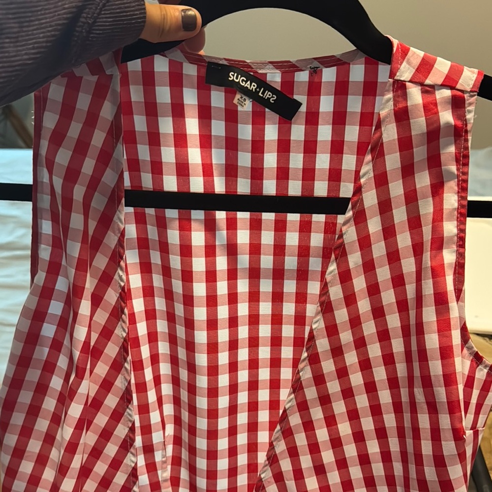 XS Sugar Lips Red Gingham wrap dress